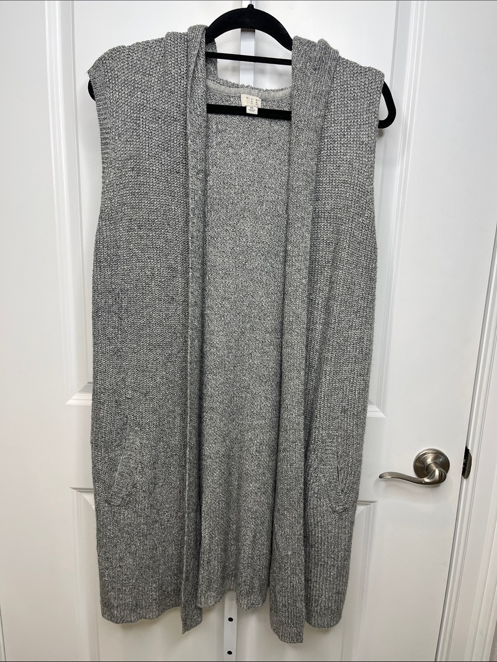 a new day Gray Sleeveless Hooded Knit Cardigan Vest XL